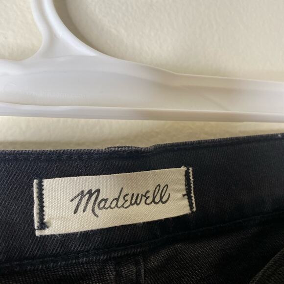 Madewell Classic Straight Jeans in Lunar Wash black stretchy high rise frayed - Picture 3 of 8